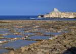 An der Nordkste Gozos, in der Nhe von Marsalfornn, gibt es viele Saltpfannen, die auch heute noch in Betrieb sind und wo in aufwendiger Handarbeit Meersalz gewonnen wird. 01.10.2007