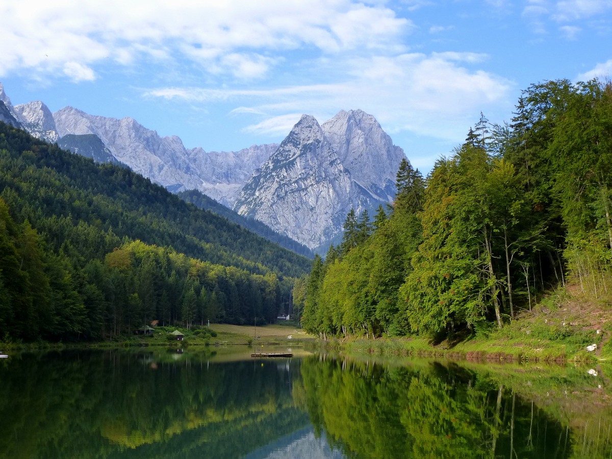 Riessersee und Zugspitzmassiv im Morgenlicht, Sept.2014