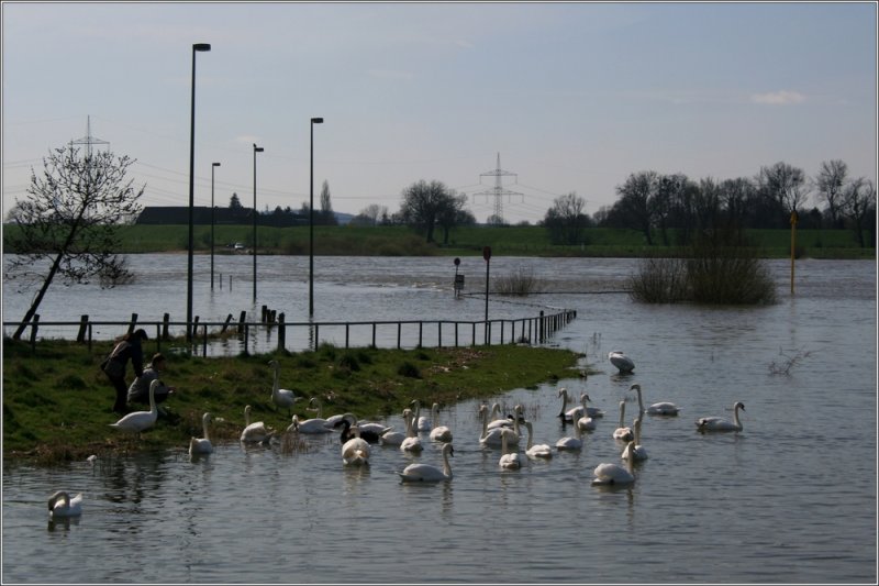 Ostersonntag am Rheinufer in Duisburg-Walsum.