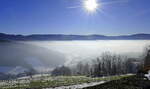 St.Peter im Schwarzwald, Blick vom Lindenberg Richtung Dreisamtal und Feldberg, Dez.2024