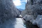 Trettach in Höhe des Christlessee (hinter Oberstdorf im Oberallgäu), einer der drei Quellbäche der Iller (Januar 2012)