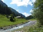 Blick in südwestlicher Richtung durch das Rappenalptal mit der Alpe Breitengehren (Oberallgäu - August 2010)