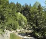 Die erste Wanderung im Allgu fhrte zu den Buchenegger Wasserfllen in der Nhe von Oberstaufen. An den Buchenegger Wasserfllen strzt sich der Fluss Weiach ber mehrere Felsen. Fr Touristen sind die Wasserflle ein beliebtes Reiseziel und im ruhigen Gewsser, das man auf diesem Bild sehen kann, kann man sich hervorragend erfrischen. Der Weg zum Wasserfall ist jedoch nicht einfach, denn es handelt sich hierbei um einen steilen Trampelpfad. Die Aufnahme entstand am 31.07.2012.