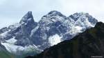 Mädelegabelgruppe mit Trettachspitze leicht schnee bezuckert (Landkreis Oberallgäu, September 2013)