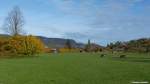 Hinter Oberstdorf nahe dem Parkplatz Renksteg kann man sich für verschiedene Wanderziele entscheiden (Landkreis Oberallgäu, Bayern, Oktober 2013)