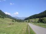 Die Alpe Schattwald liegt direkt an der Mautstraße vor Rohrmoos (Landkreis Oberallgäu, August 2010)