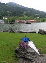 Blick über den Großen Alpsee bei (Immenstadt-) Bühl - ab und an benötigt man auch mal einen Regenschutz… (Oberallgäu - Sommer 2008)