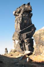 Rätselhafte und phantastische riesige  Figur  am Königstein, einem Teil der Teufelsmauer bei Neinstedt.