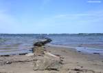 Blick hinüber nach Dänemark, vom Strand auf der Halbinsel Holnis nordöstlich von Glücksburg (Kreis Schleswig-Flensburg, Schleswig-Holstein, Mai 2010)