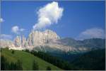 Der Rosengarten in den Dolomiten. Scan eines Dias vom Anfang der 1980er Jahre.